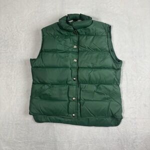 VTG Woolrich Green Puffer Goose Down Vest Coat Women's Small‎ Stains